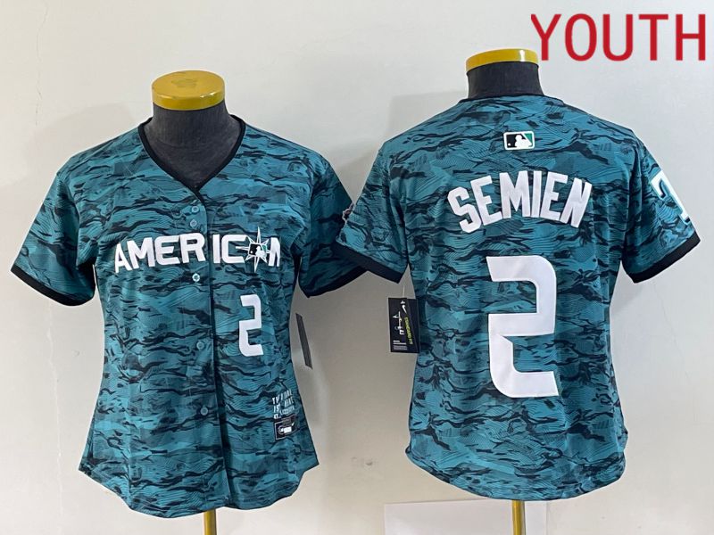 Youth Texas Rangers 2 Semien American League Nike Green 2023 MLB All Star Jersey